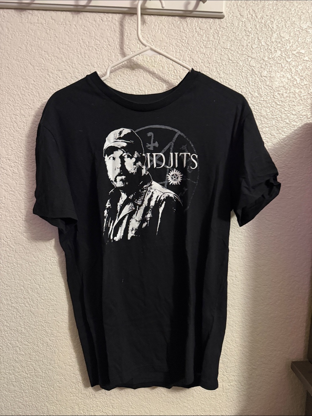 Black Supernatural Short-Sleeve Graphic Tee with White Print